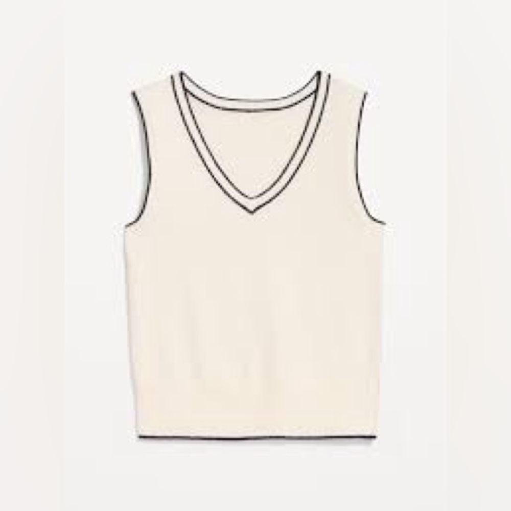 Old Navy Cream Vest with Navy Trim